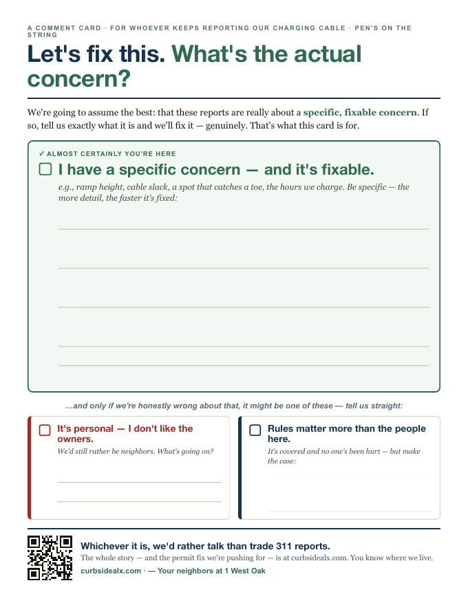 Preview of the reporter comment card